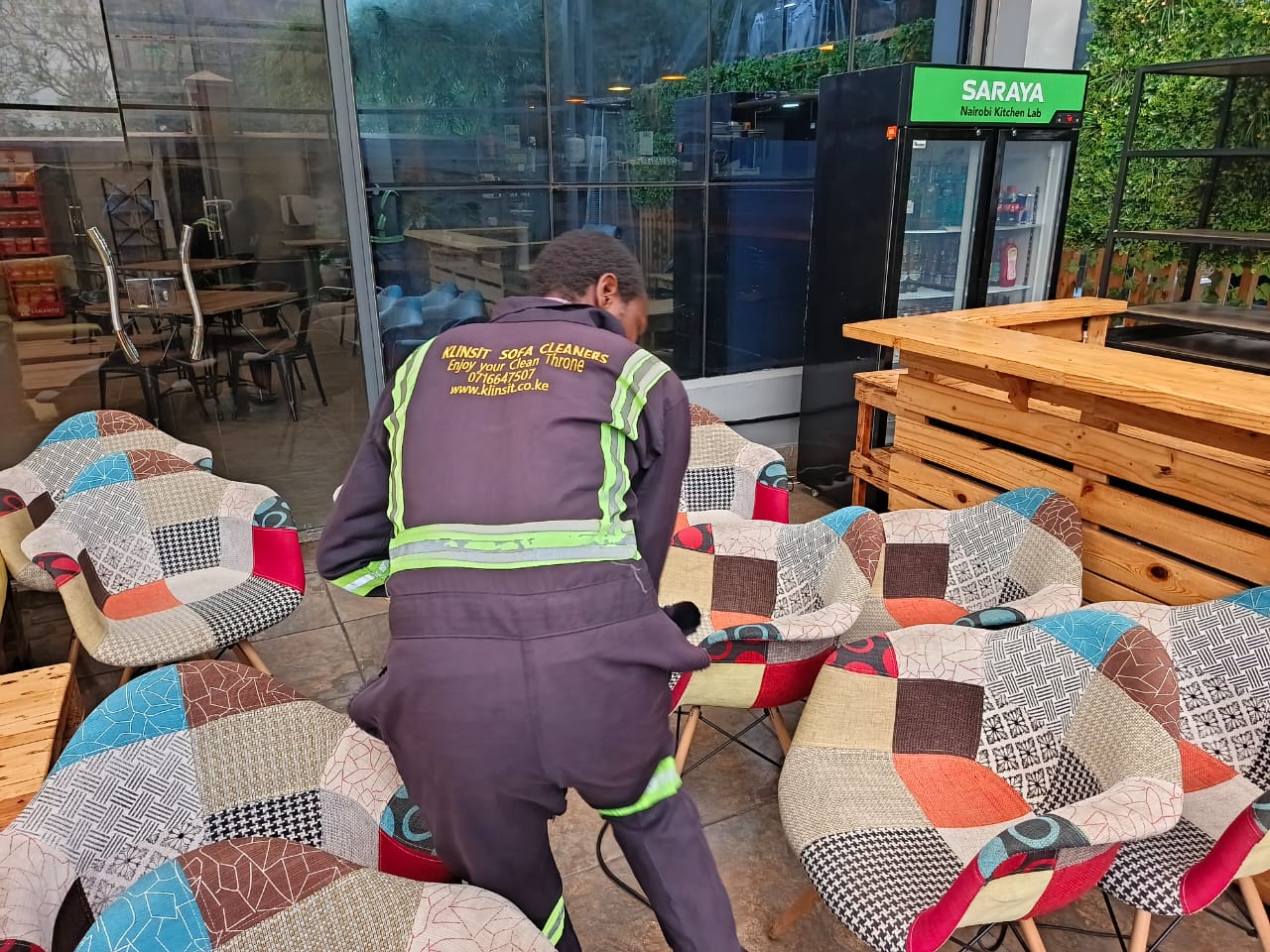 Professional sofa cleaning services in Nairobi – Klinsit technician on duty